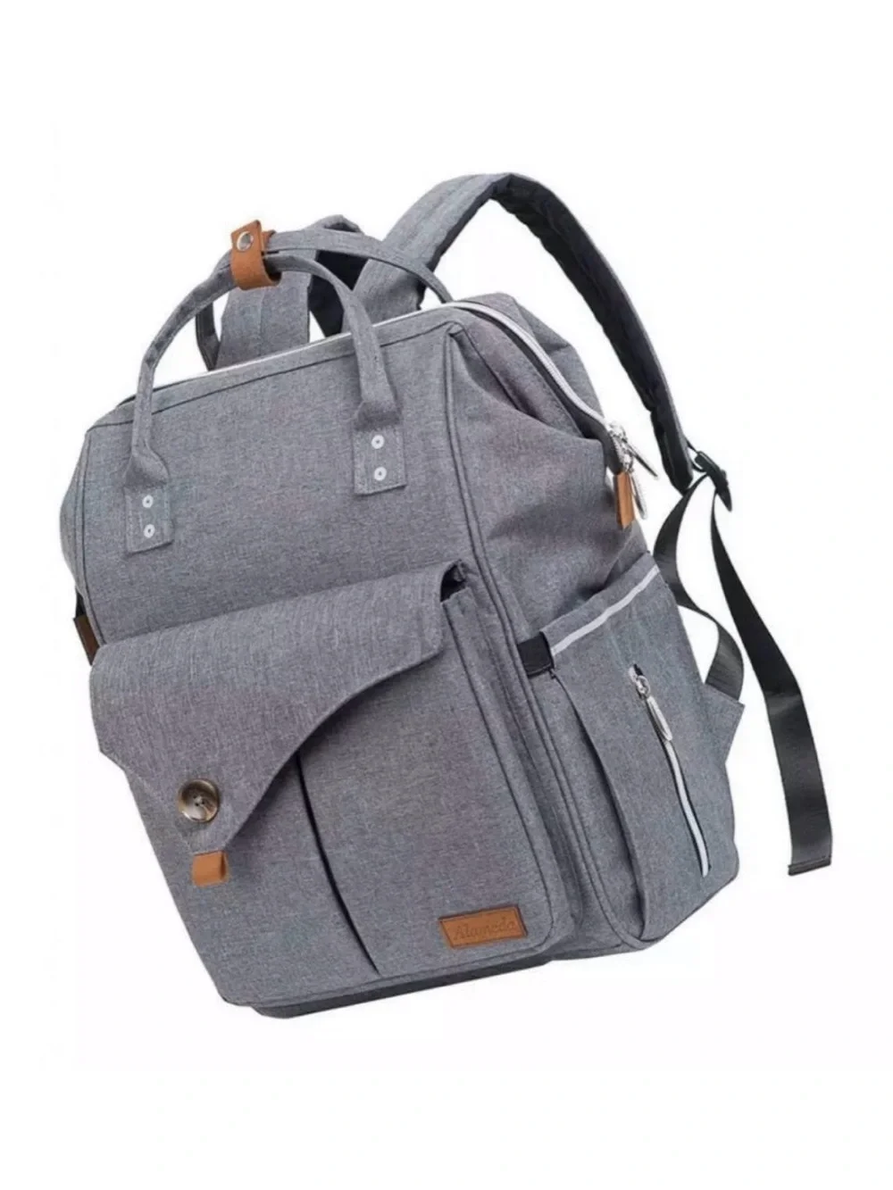 Alameda Gray Diaper Backpack Baby Bag Waterproof Travel Tote EUC